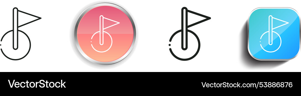 Flag icon thin linear regular and button style vector image