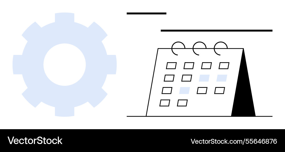 Gear and calendar representing workflow Vector Image