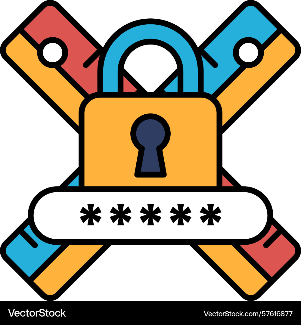 A colorful image of lock with key Vector Image