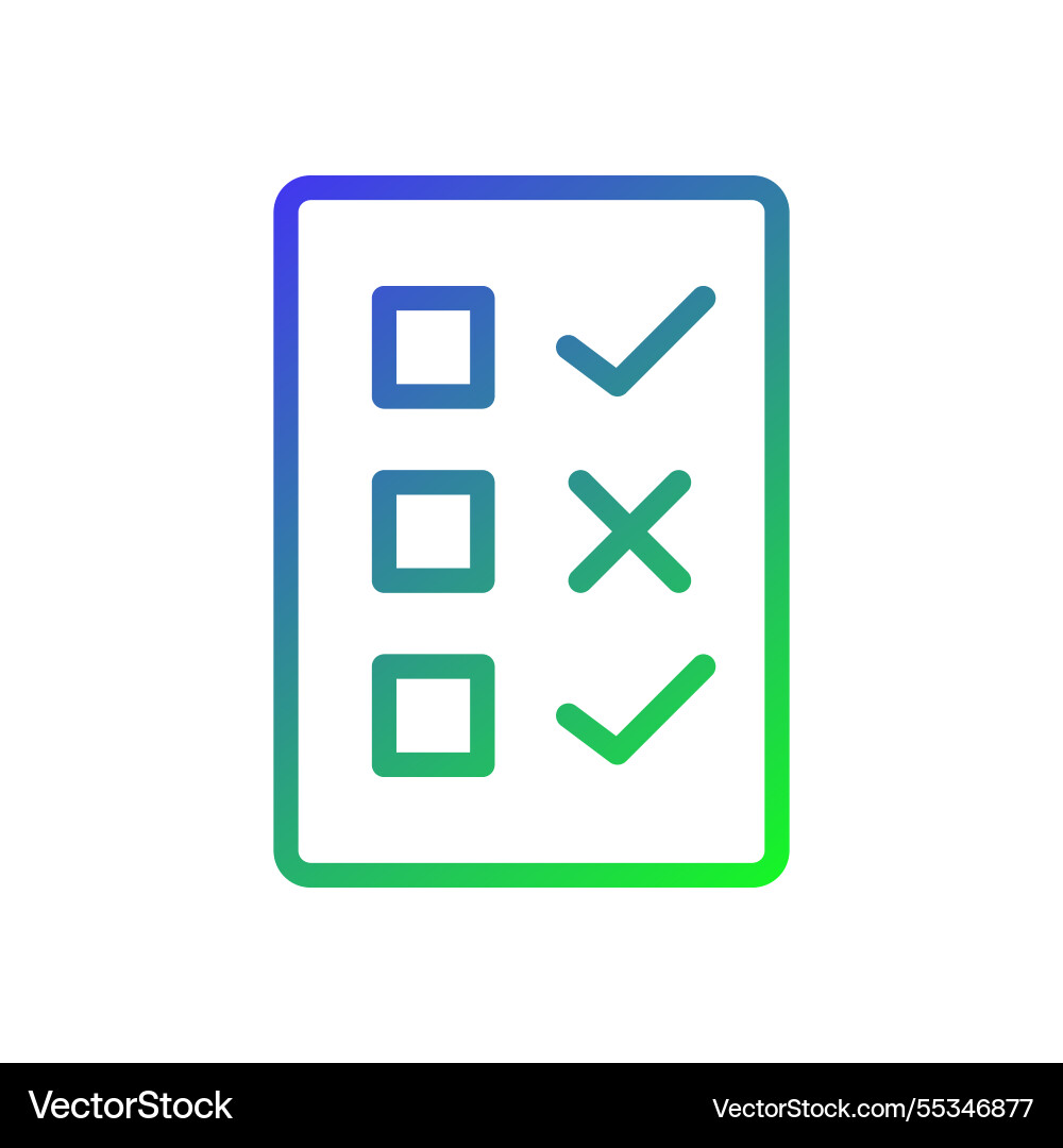 Checklist with gradient tick and cross symbols Checklist with gradient tick and cross symbols Vector Image