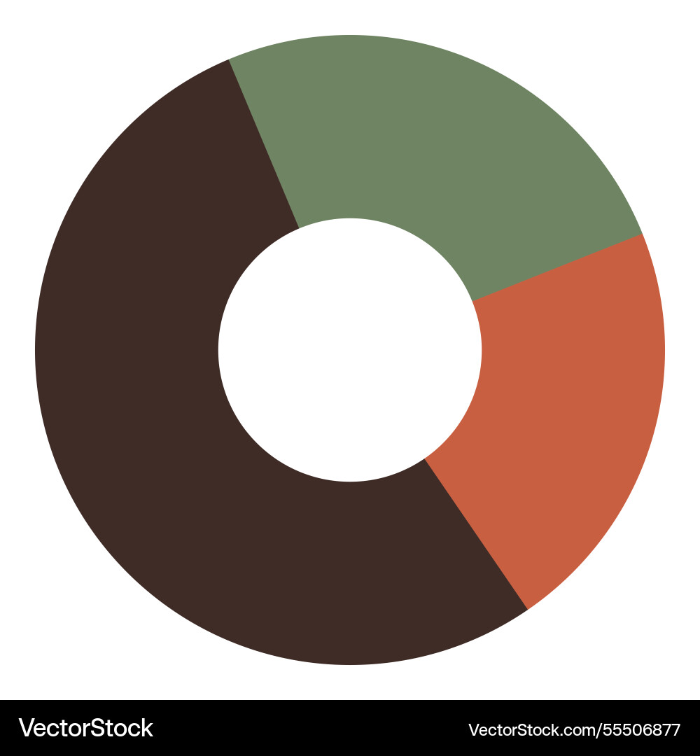 Circular chart with three segments in green Circular chart with three segments in green vector image