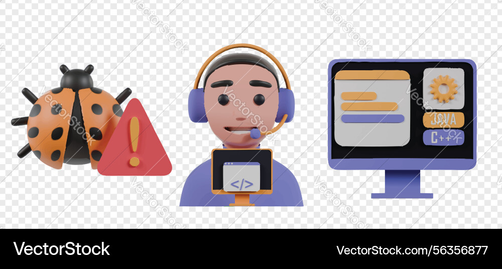 Coding and programming 3d icon render clipart Coding and programming 3d icon render clipart vector image