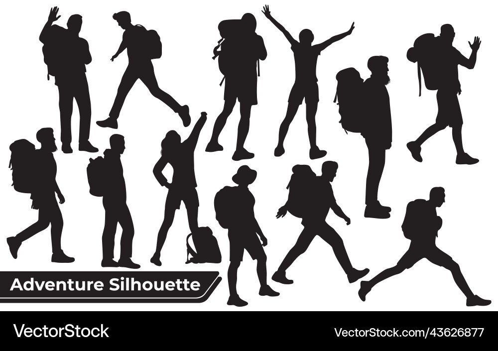 Collection of adventure or hiker in mountains Collection of adventure or hiker in mountains vector image