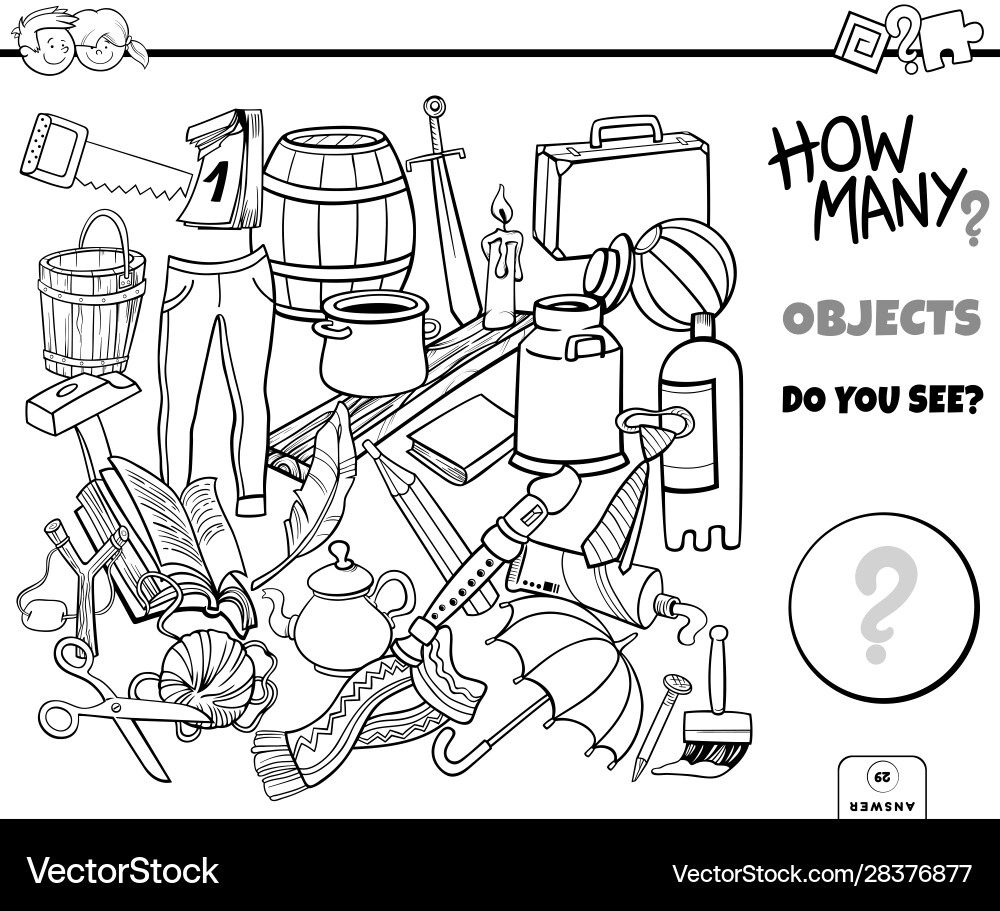 Counting objects educational task coloring book Counting objects educational task coloring book vector image