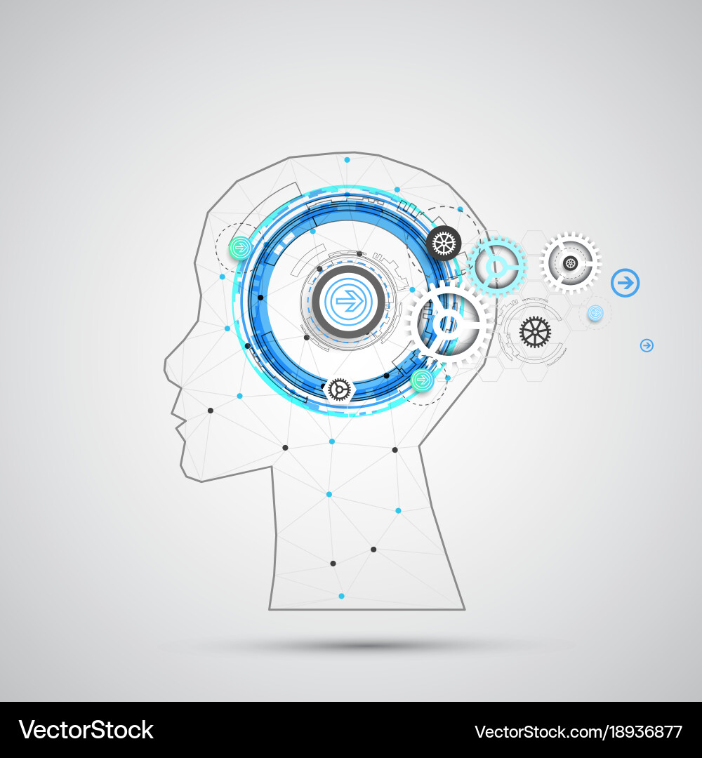 Creative brain concept background with triangular vector image