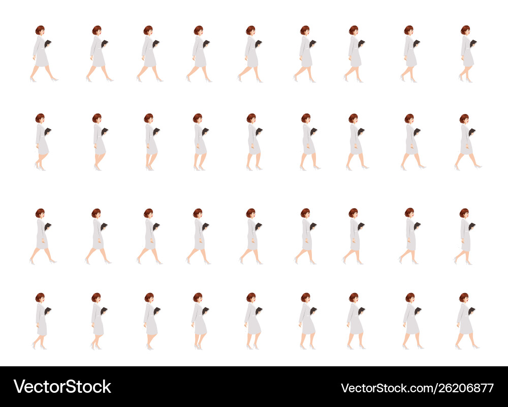 Girl Walk Cycle Animation Loop vector image