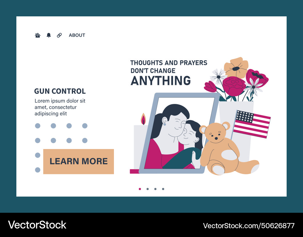 Gun control web or landing set second amendment Vector Image