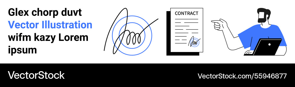 Man highlighting signed contract with signature Man highlighting signed contract with signature Vector Image