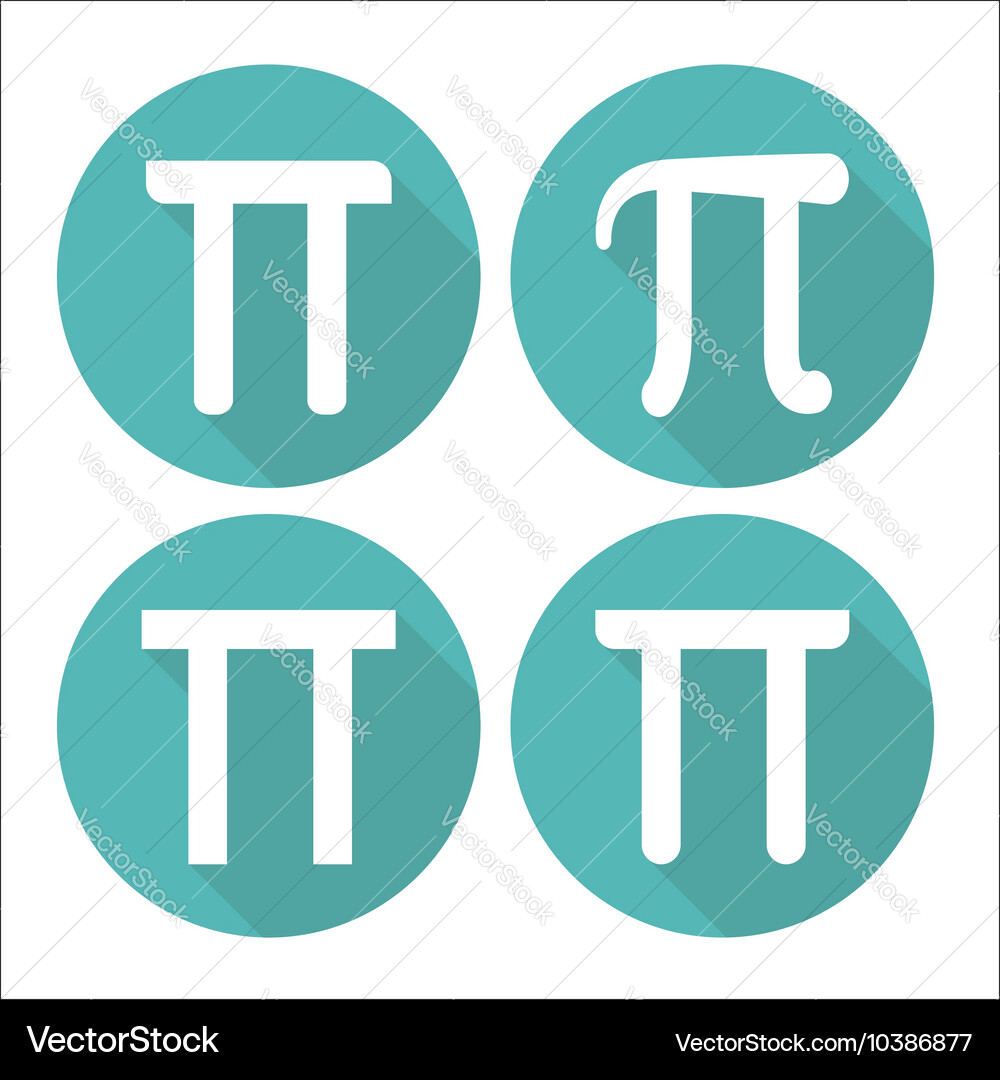 Mathematic pi icon flat set Vector Image