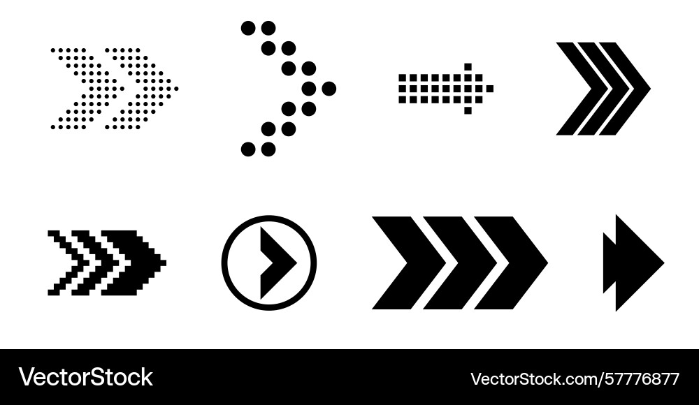 Modern swipe arrows icon set with line and pixel vector image