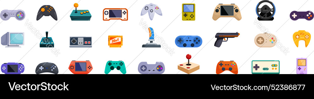 Retro gamepad icons set gamer using different Retro gamepad icons set gamer using different Vector Image