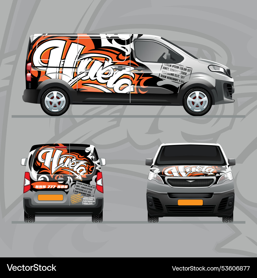 Van layout in graphics complete from all vector image