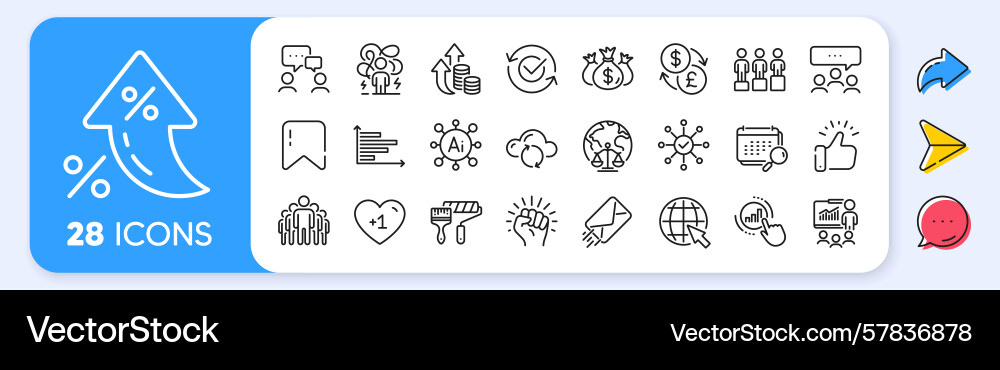 Approved e-mail and empower line icons for web Vector Image