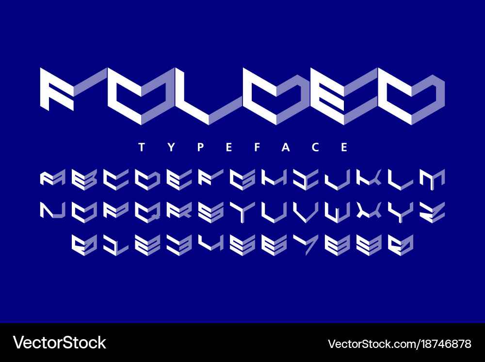Folded style font alphabet and numbers Vector Image