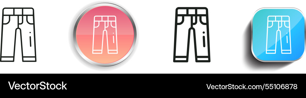 Jeans icon thin linear regular and button style vector image