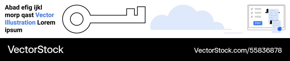 Key symbol with cloud and login form representing Vector Image