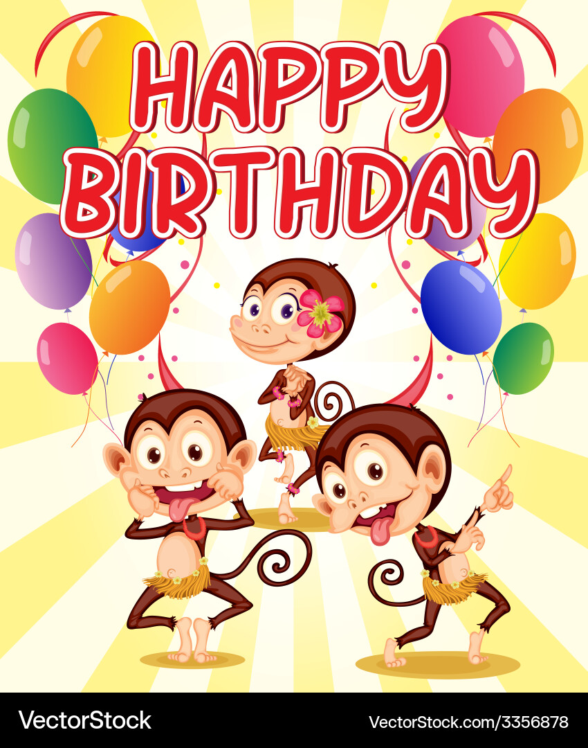 Monkey birthday Vector Image