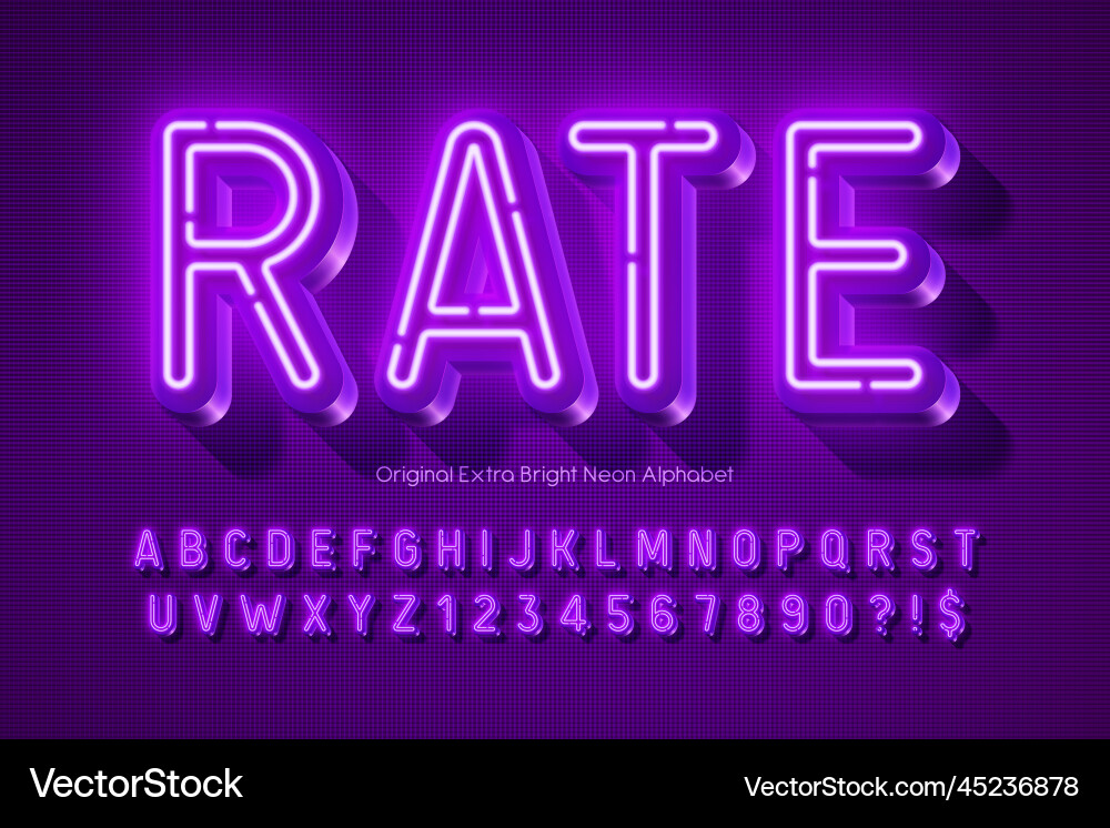 Neon light 3d alphabet retro-futuristic original Neon light 3d alphabet retro-futuristic original vector image