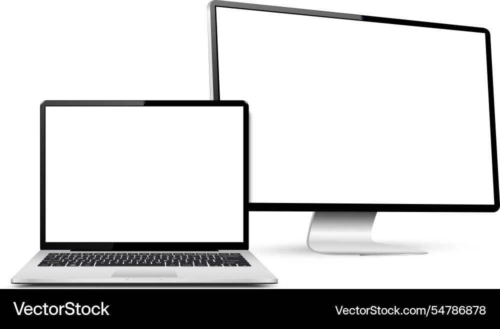 Realistic computer screen with laptop mockup Realistic computer screen with laptop mockup vector image