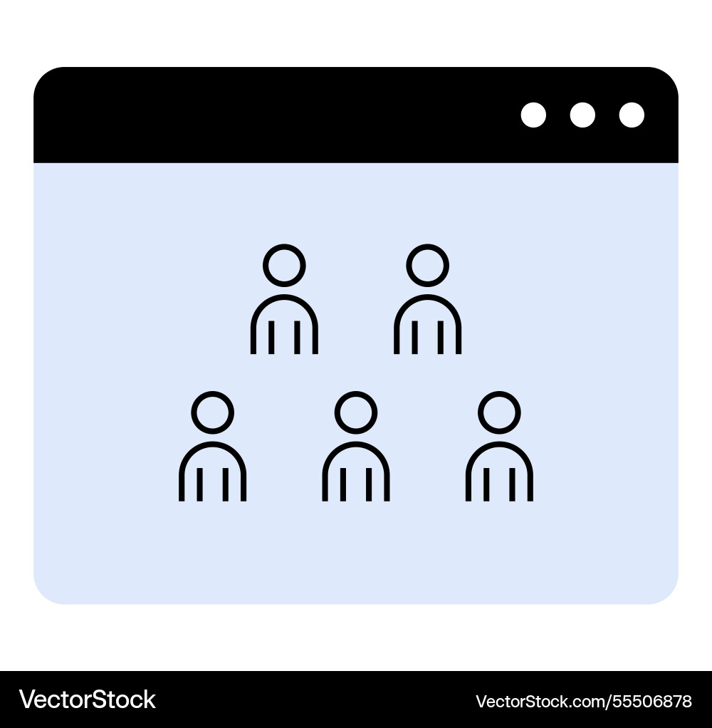 Web browser with user icons representing online Web browser with user icons representing online vector image