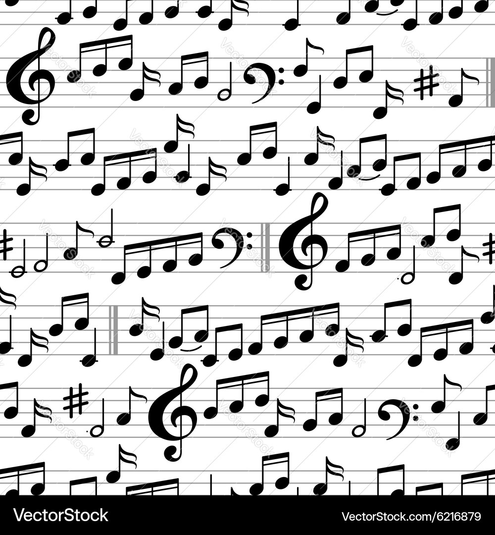 Black and White Music Notes Pattern – Royalty-Free Vector | VectorStock, image size:1000x1080