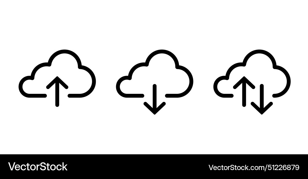 Cloud download and upload icon set vector image