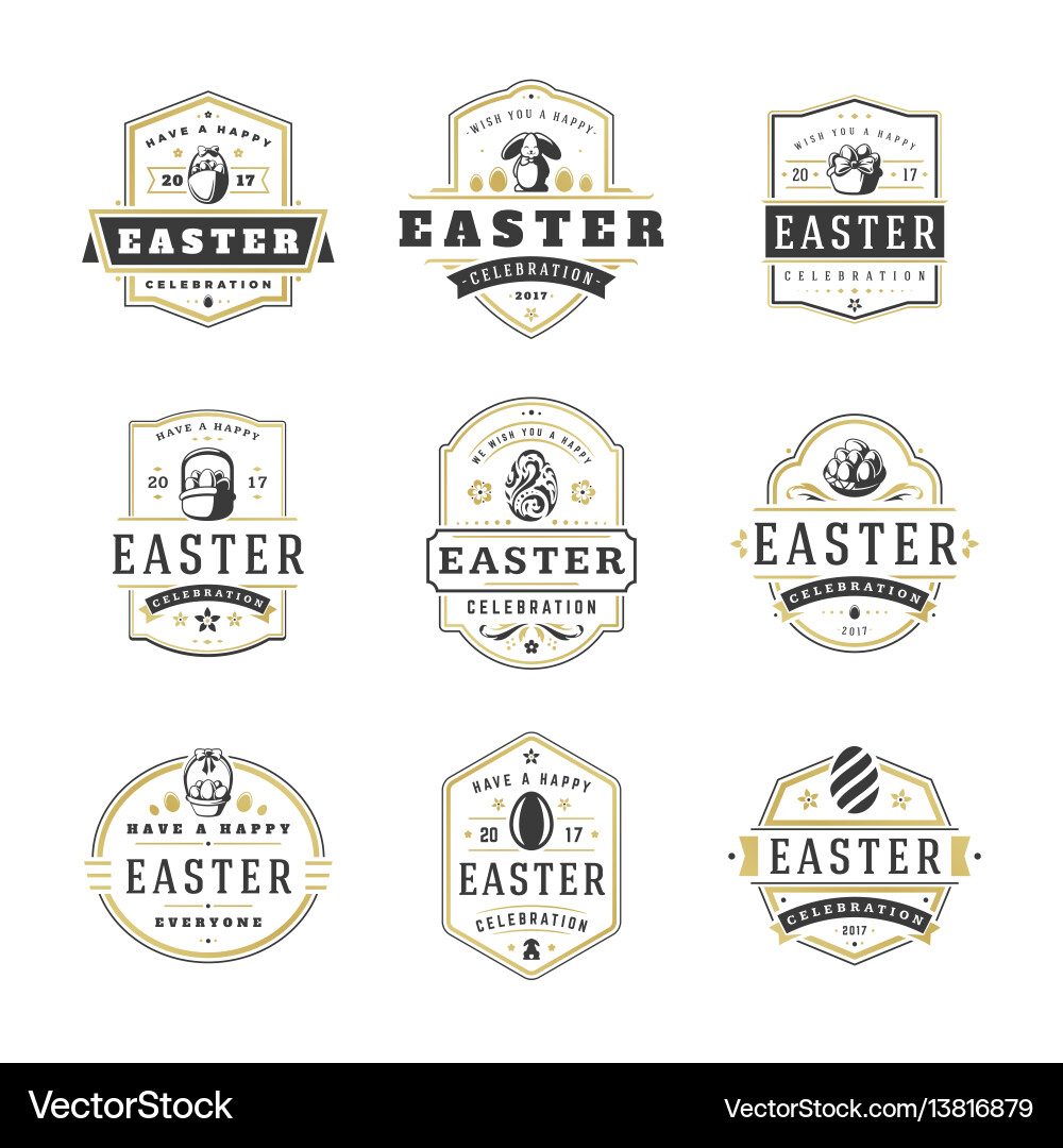 Easter Badges & Labels Collection vector image