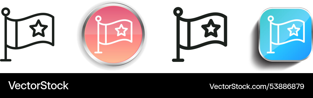 Flag icon thin linear regular and button style vector image