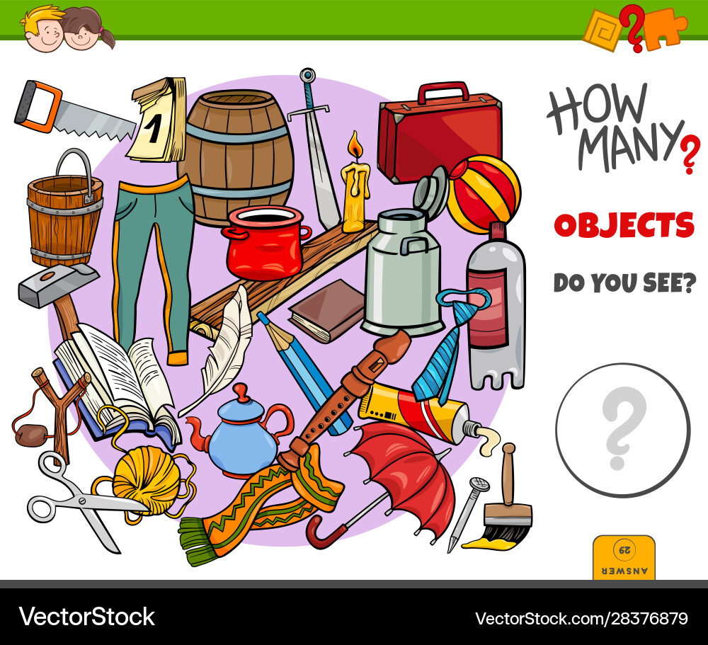 How many objects educational task for children Vector Image