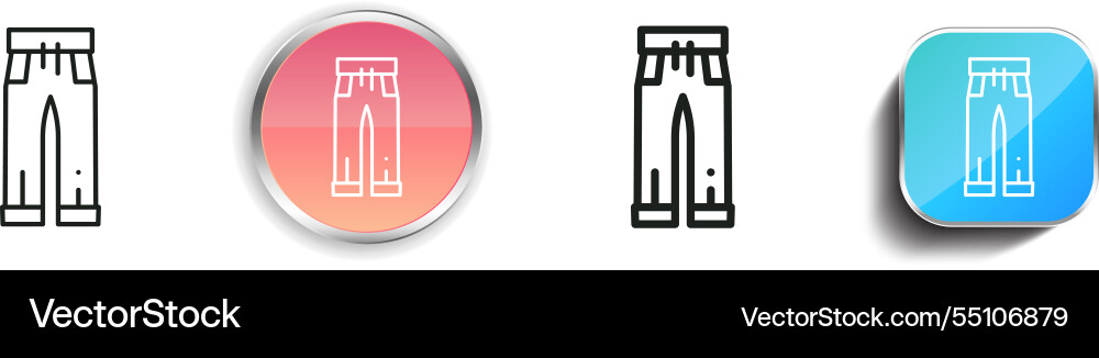 Jeans icon thin linear regular and button style vector image