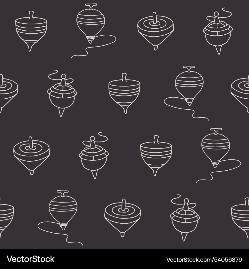 Outline collection of toy top seamless pattern Vector Image