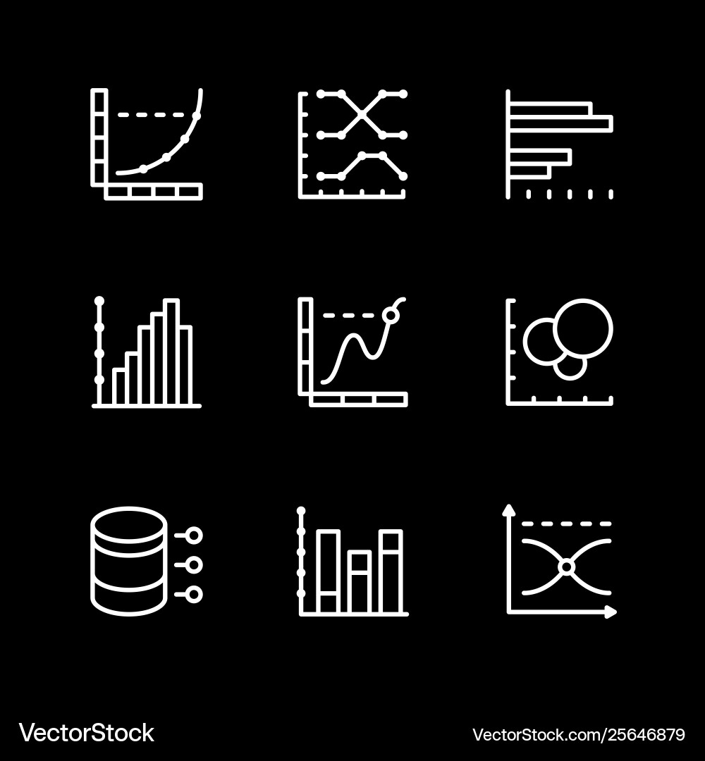 Set line icons graph and diagram Set line icons graph and diagram Vector Image