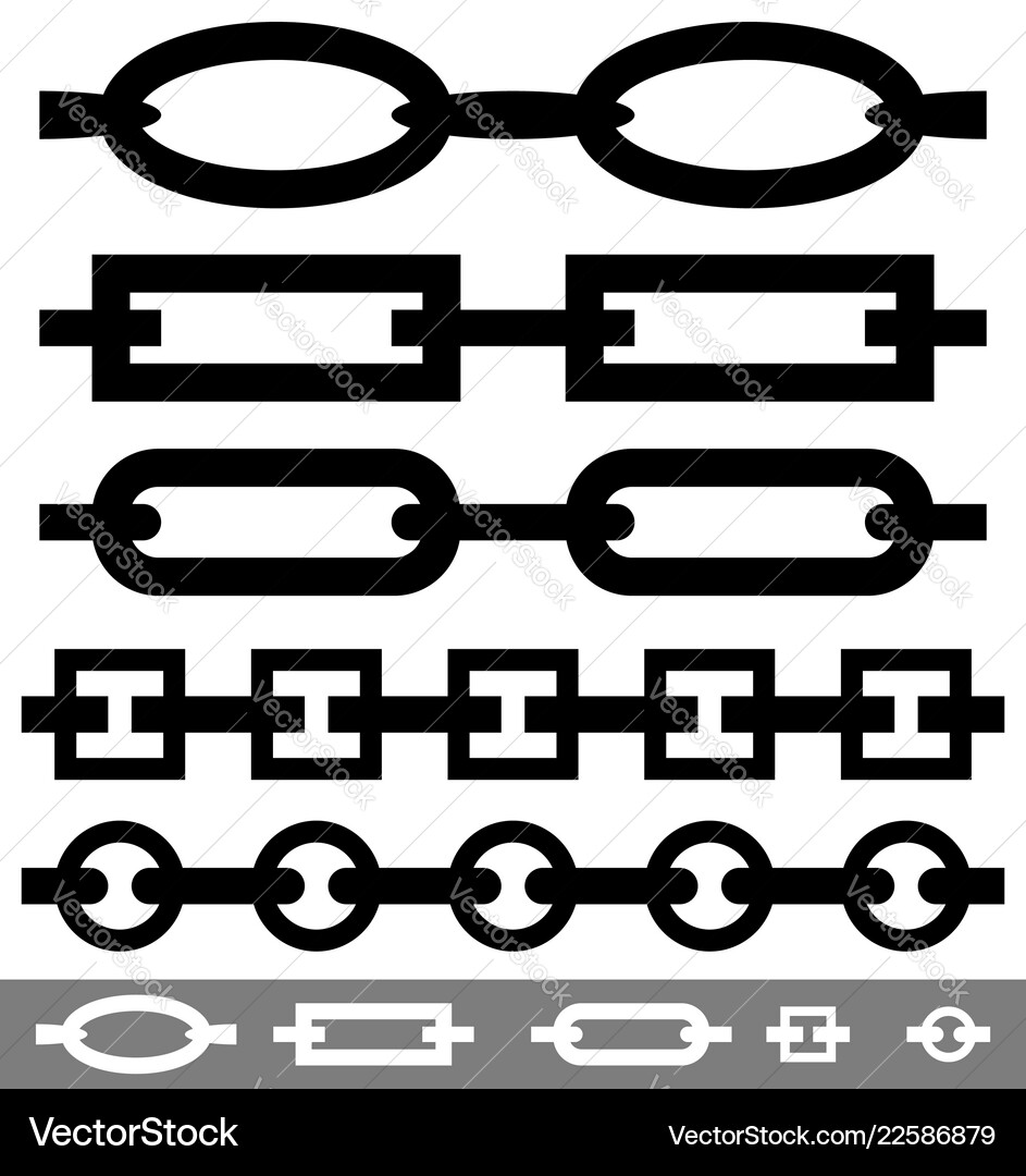 Set of 4 repeatable chain link shapes – Royalty-Free Vector | VectorStock