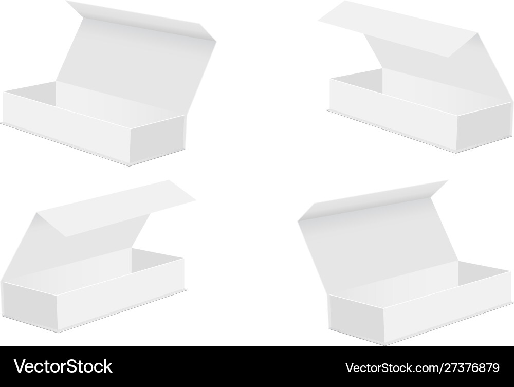 Set open rectangular boxes isolated Vector Image