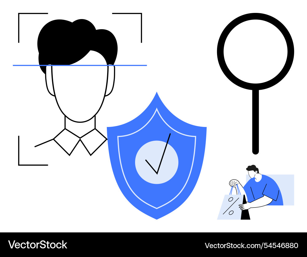 Facial recognition technology with data security Facial recognition technology with data security Vector Image