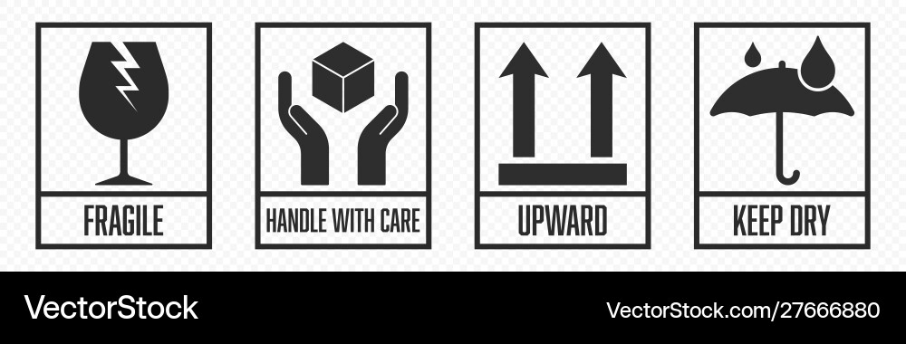 Fragile Package & Handling Icons vector image