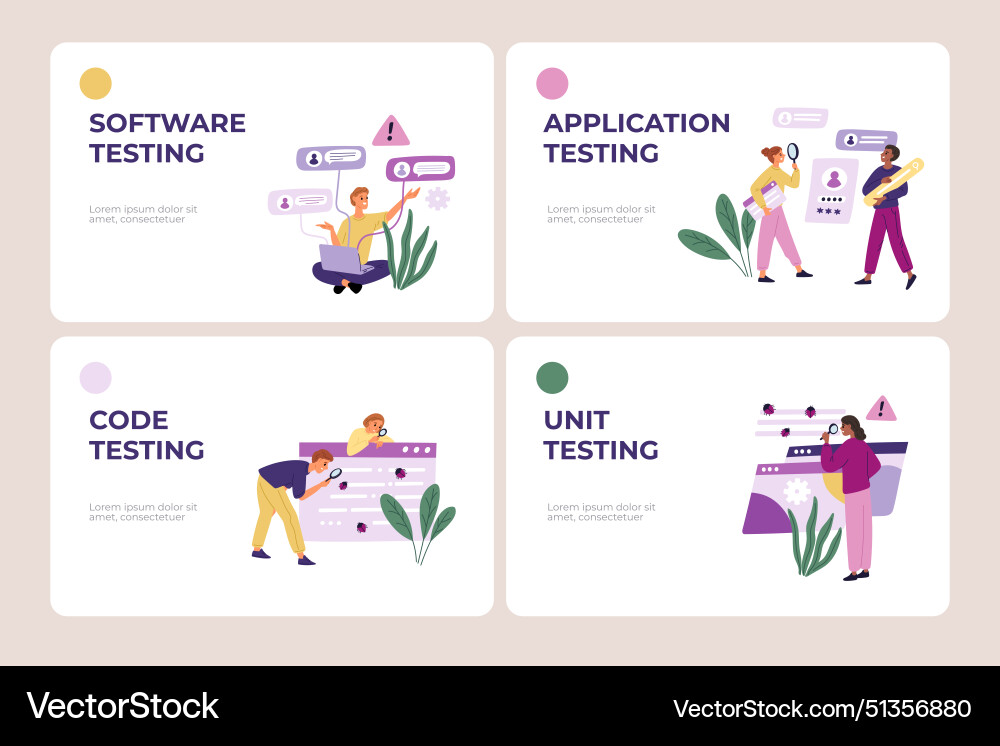 Mobile application testing landing page checking Mobile application testing landing page checking vector image