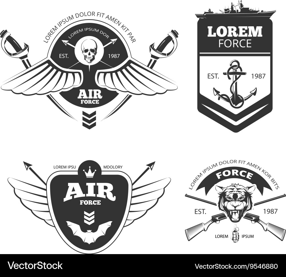 Navy &amp Air Force Emblem Set vektorbild