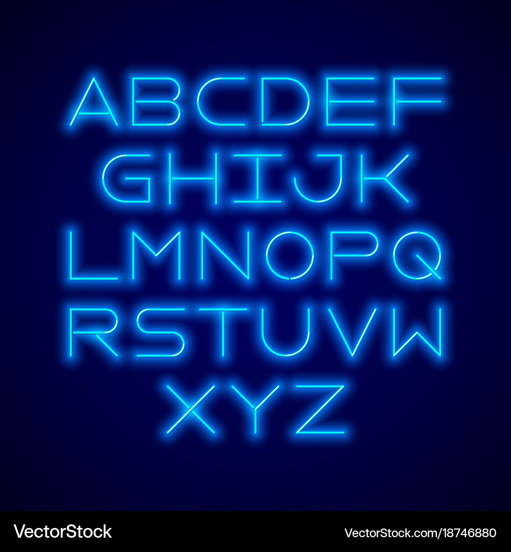 Neon Typography - Modern Tube Font Royalty Free Vector Image