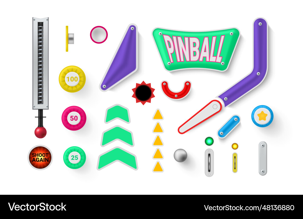 Pinball Game Elements - Colorful Buttons vector image