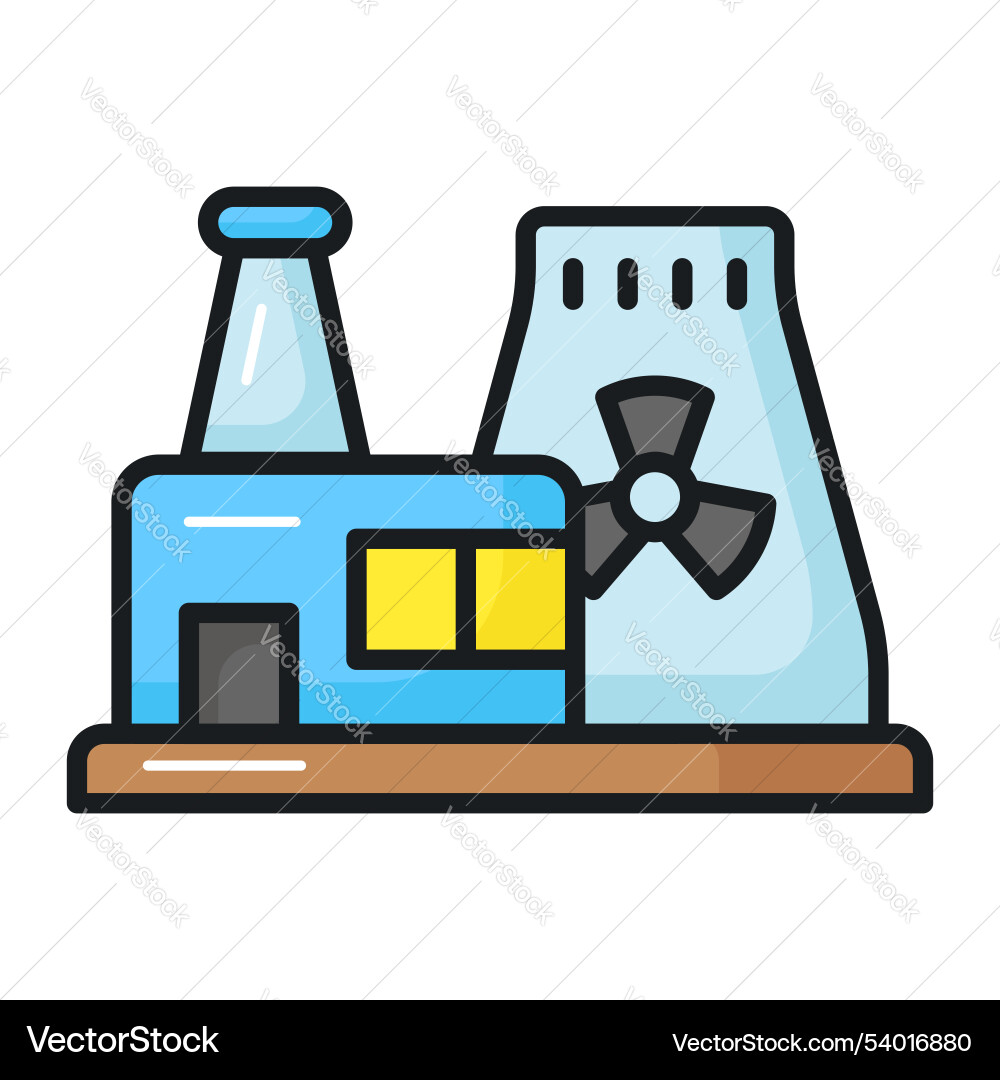 Power generation unit editable design of nuclear Power generation unit editable design of nuclear Vector Image
