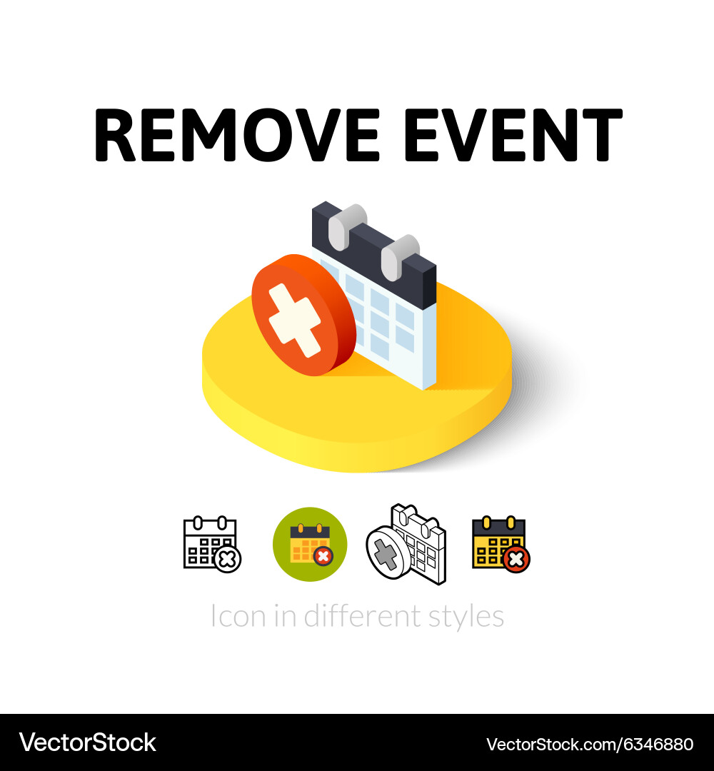 Remove event icon in different style Vector Image