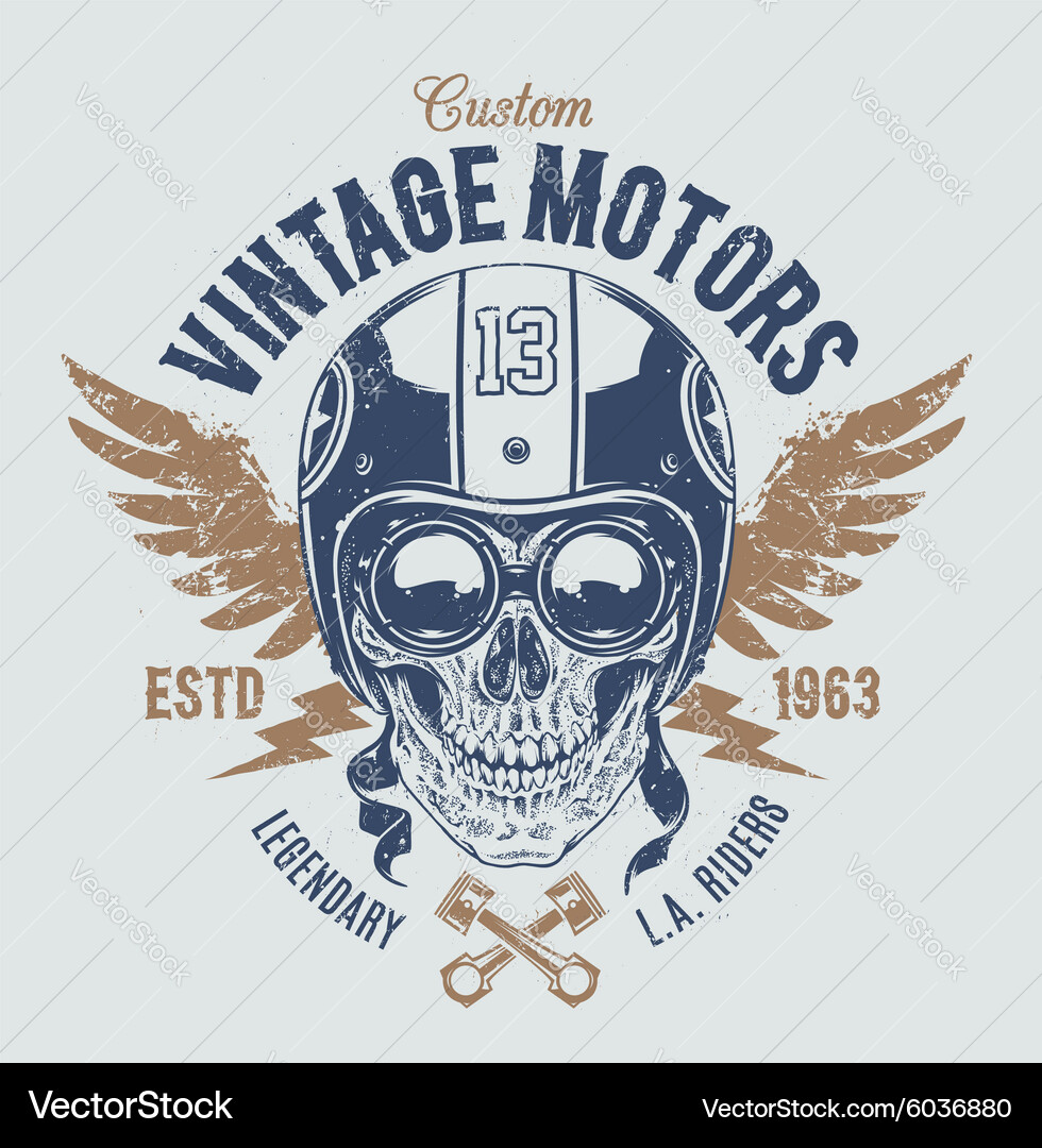 Retro Rider Skull Print vector image