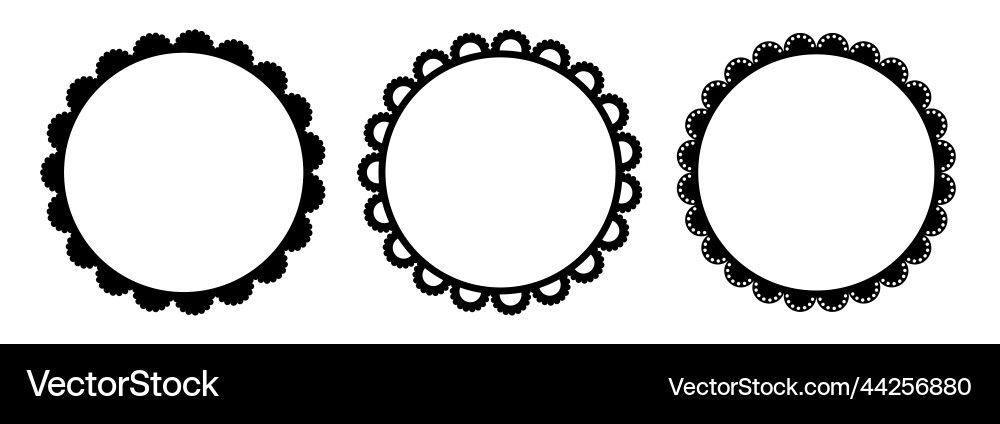 Scalloped edge round strokes set simple circle Scalloped edge round strokes set simple circle vector image