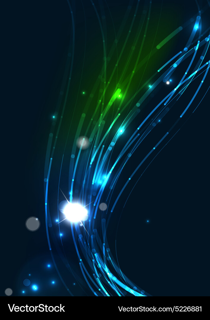 Abstract wave color glowing lines in dark space vector image