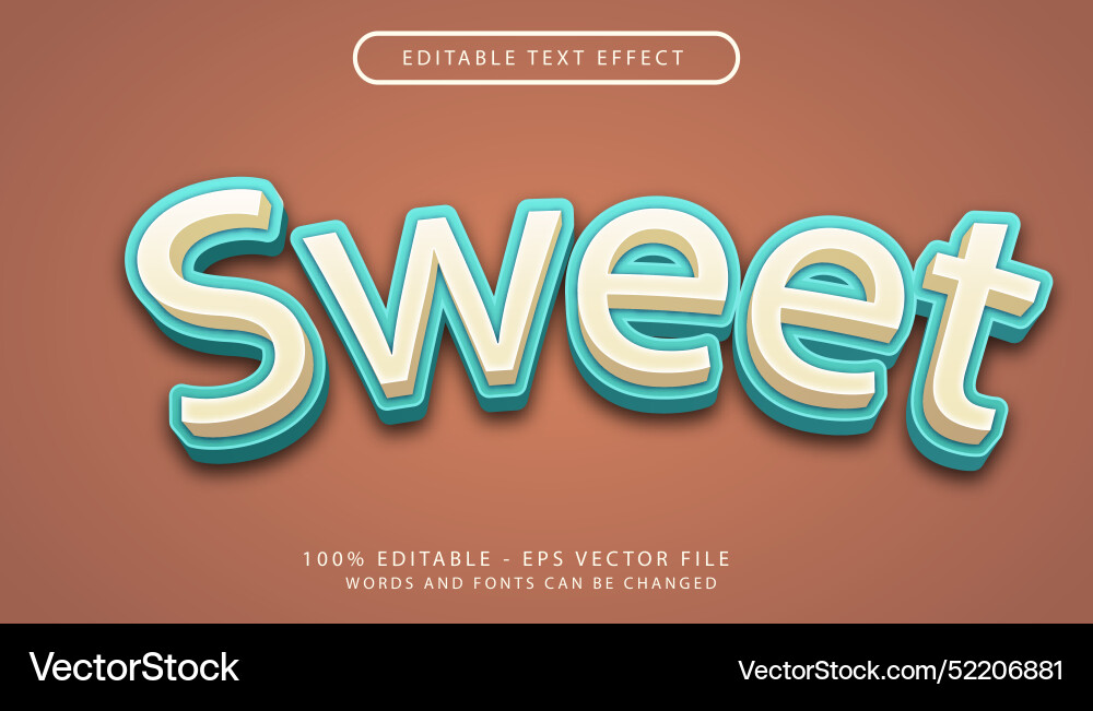 Editable text effect - sweet 3d style concept Vector Image