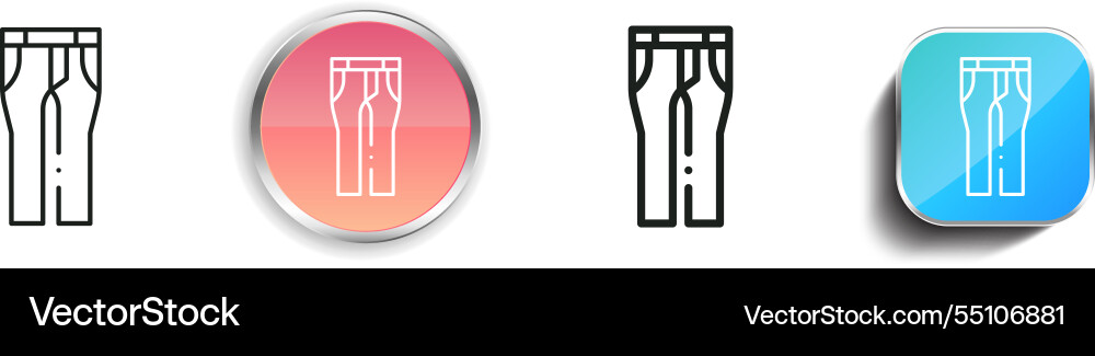 Jeans icon thin linear regular and button style vector image