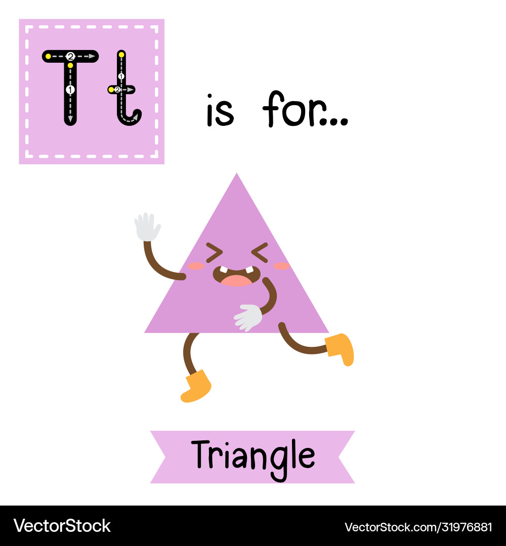 Letter t tracing triangle shape Letter t tracing triangle shape Vector Image