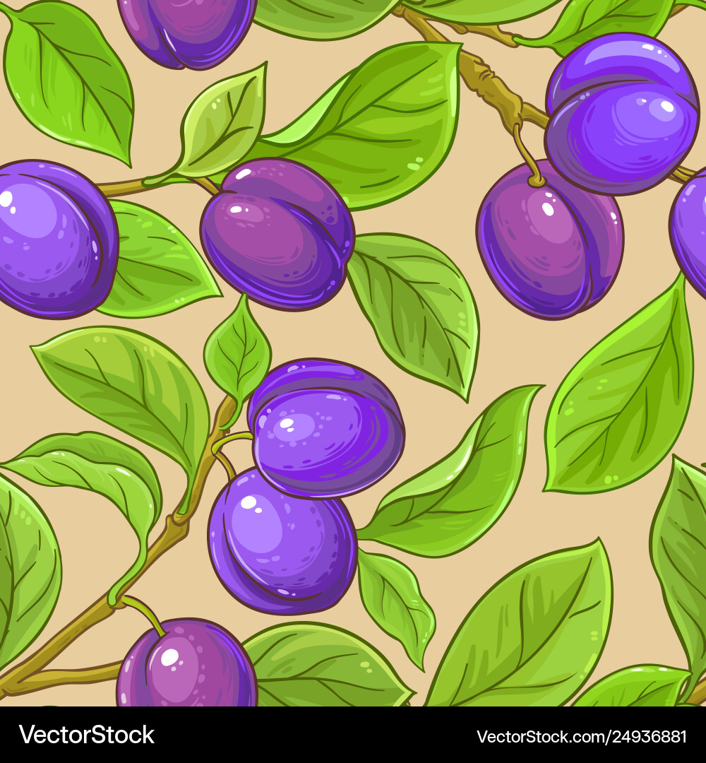 Plum branches pattern on color background Plum branches pattern on color background vector image