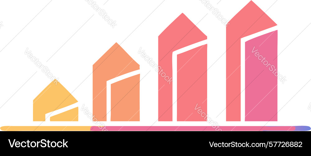 Abstract graph of rising bars with gradient vector image